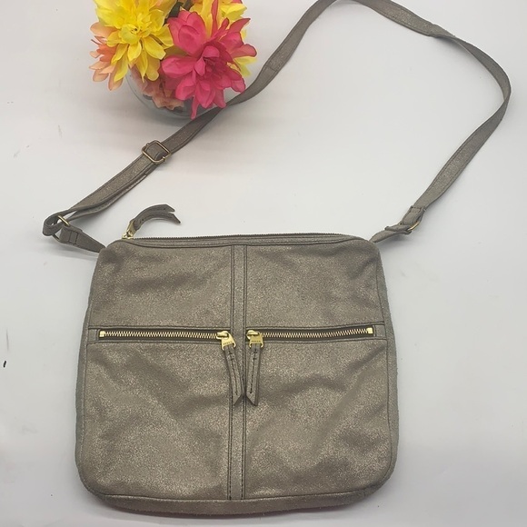 Fossil Gold Suede Crossbody Bag. FP1402 - Picture 1 of 12